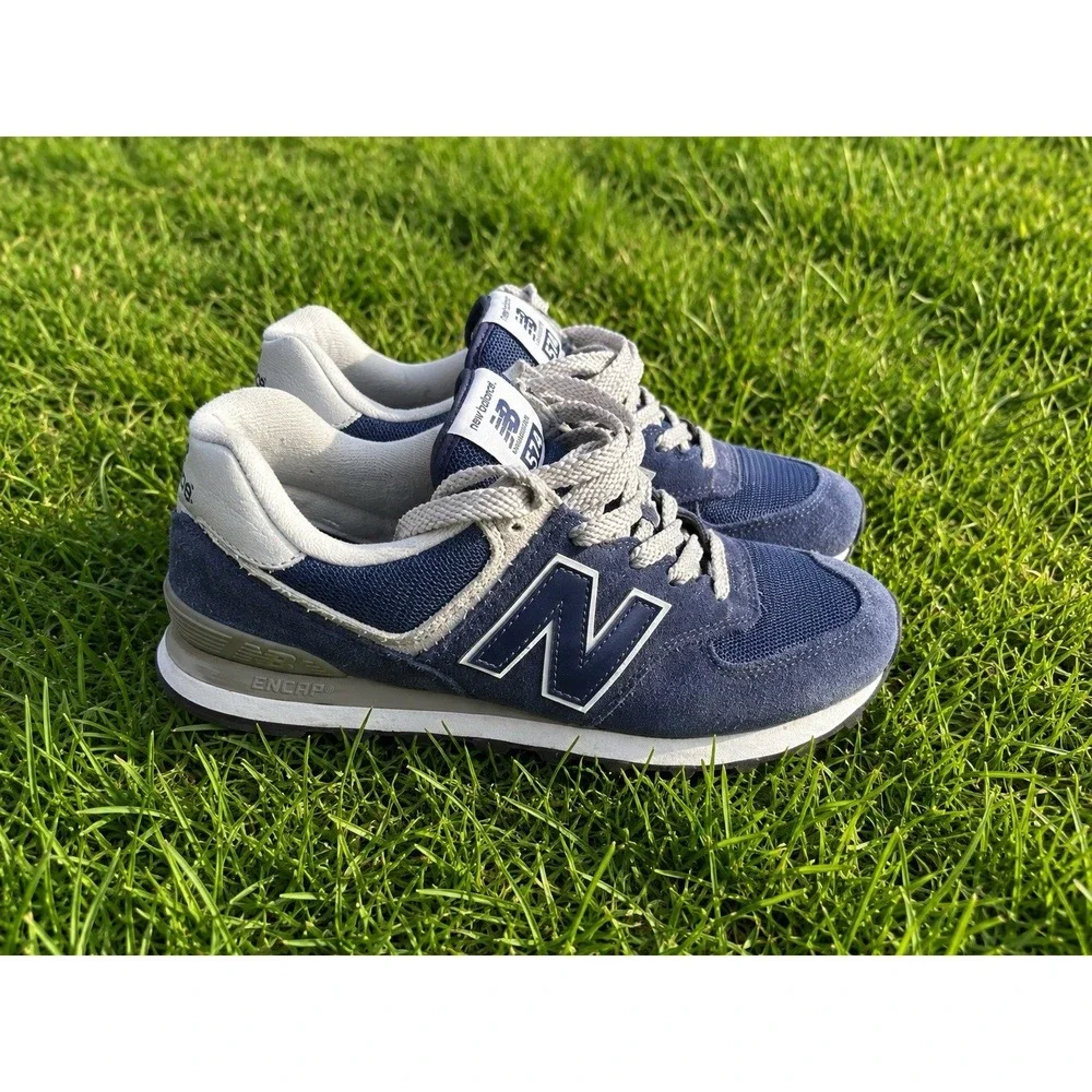New Balance 574 Classic Men's Blue Suede Mesh Athletic Sneakers Lace-Up US 9.5
